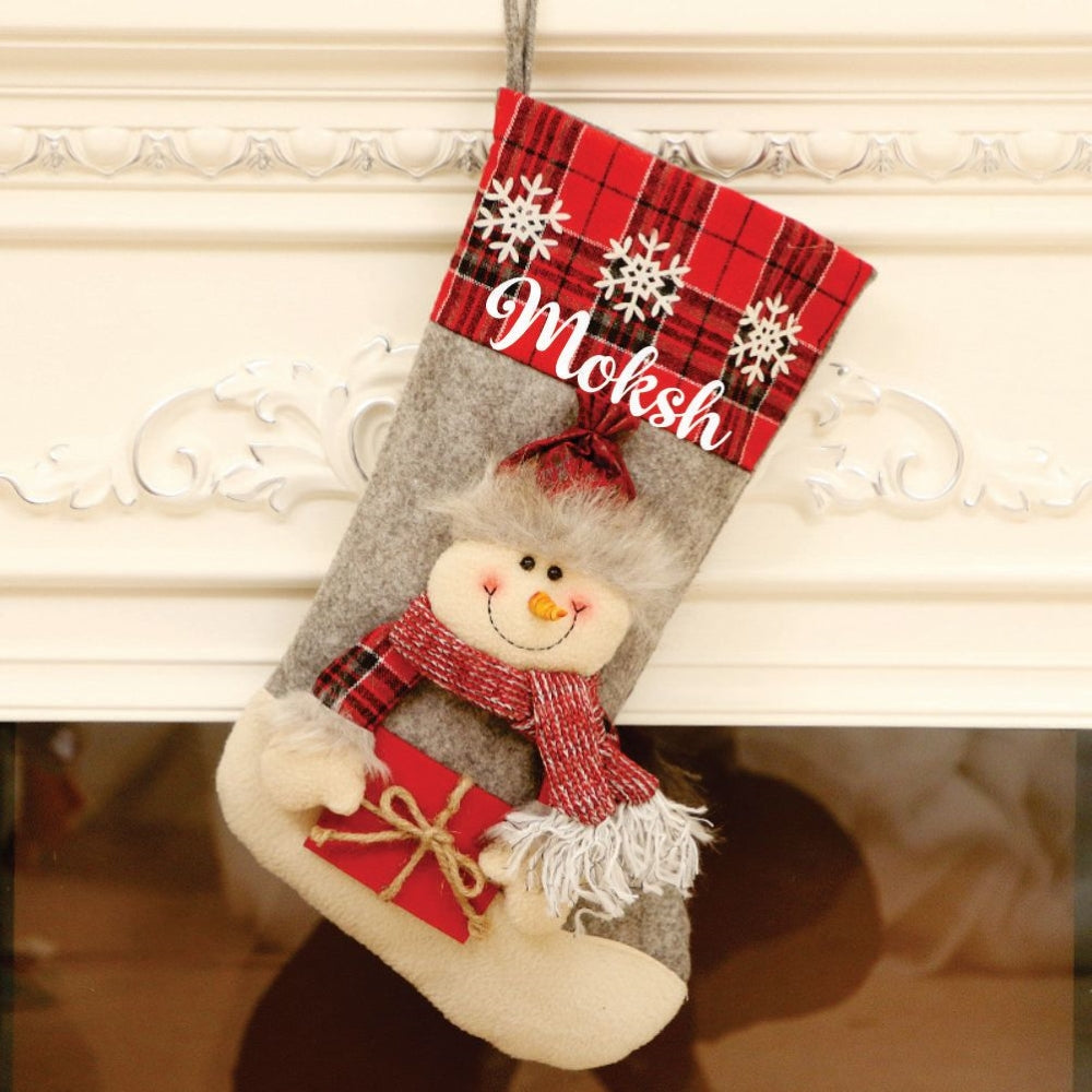 Babble Wrap Red Gifts And Snowflake Stockings- Snowy Snowman