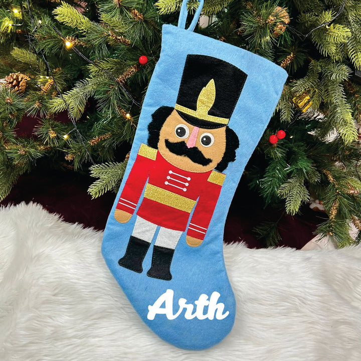 Babble Wrap 17" Nutcracker Large Stocking (Blue)