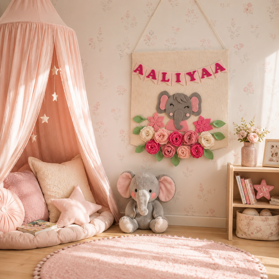 Babble Wrap Blossomy Elephant Name Hanging