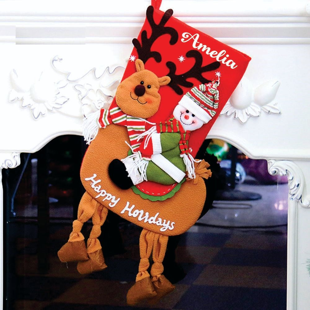 Dangling Legs Luxury Stockings- Snowy Snowman