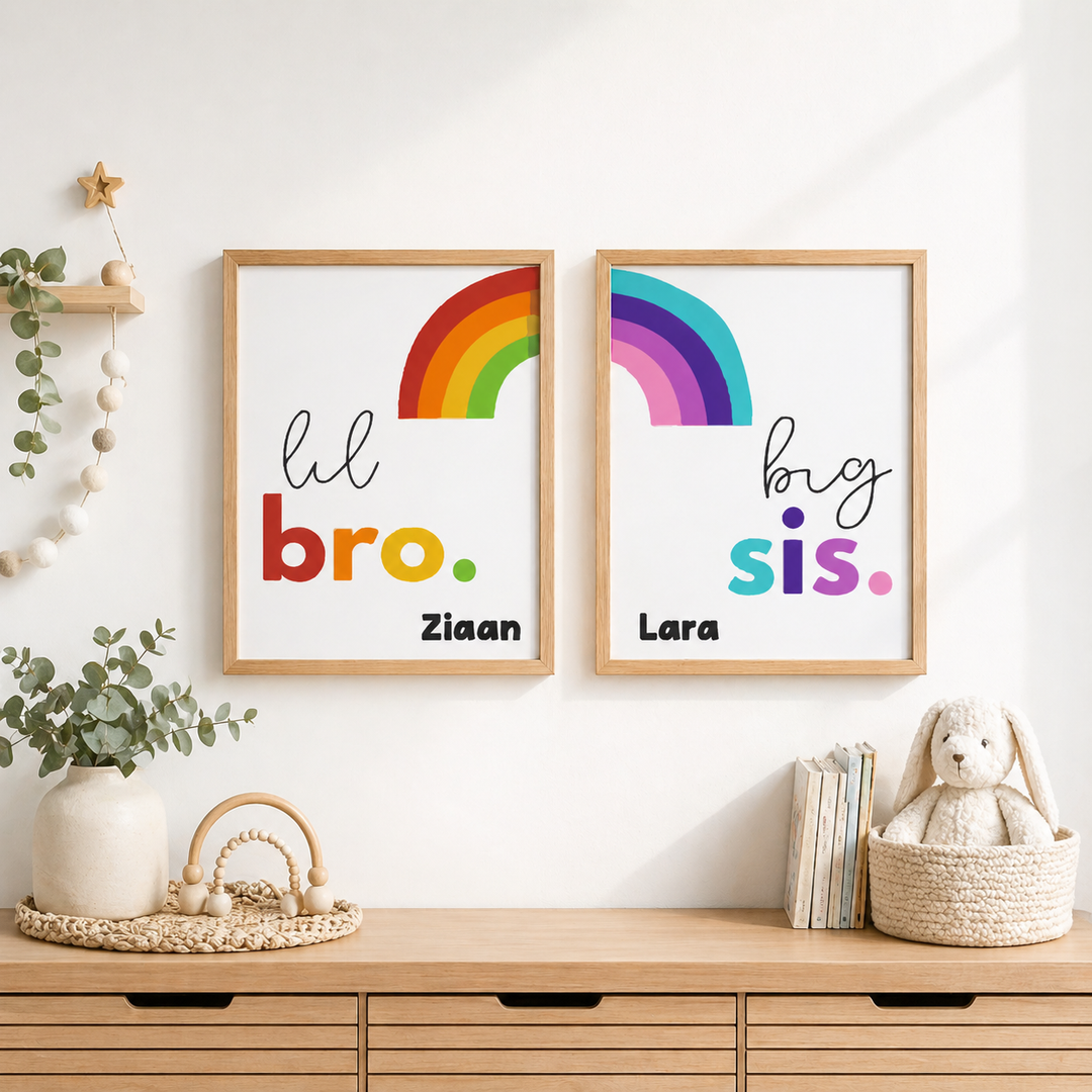 Birth Statistics Frame - Sibling Rainbow