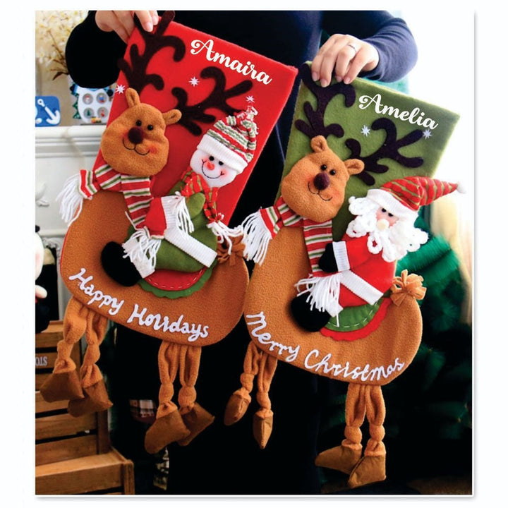 Dangling Legs Luxury Stockings- Happy Santa