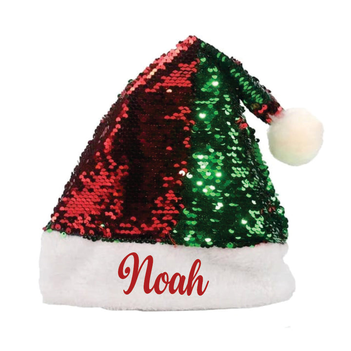 Babble Wrap Sequins Santa Caps - (Green And Red)