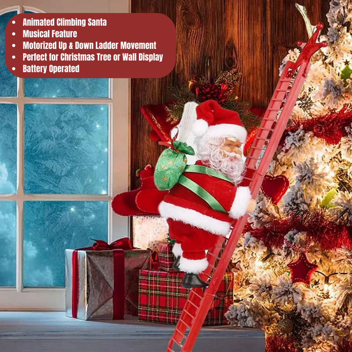 2 ft Musical Tree Climbing Santa - Red Rise