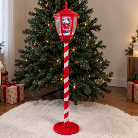 5ft Musical Snowfall Lamp Post with Santa