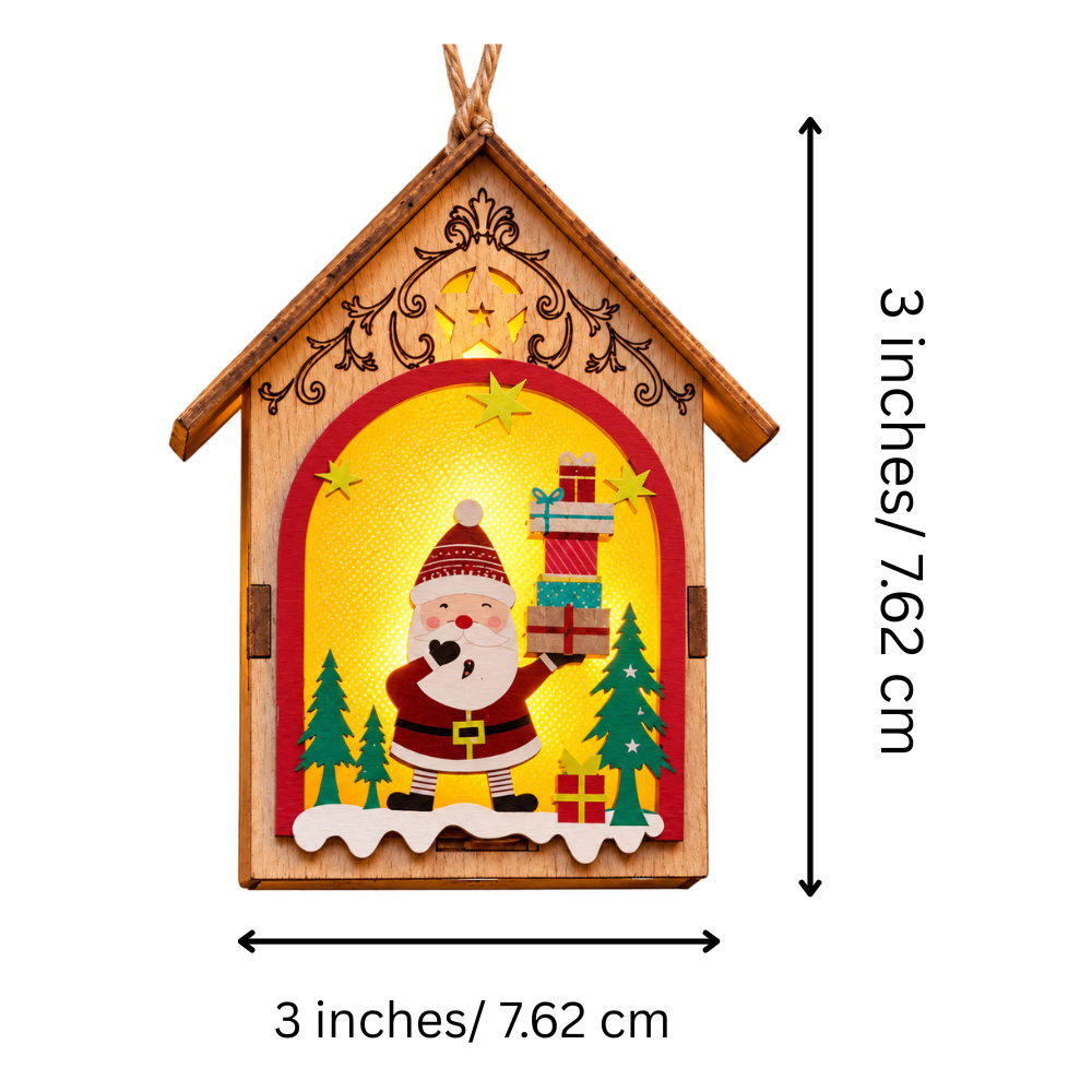 Light Up Santa Gift House Tree Decoration