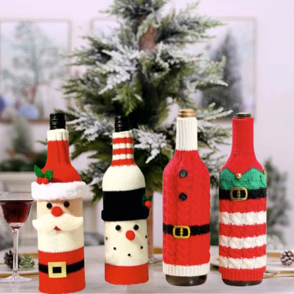 Babble Wrap Handmade Knitted Wine Bottle Covers (Set of 4)