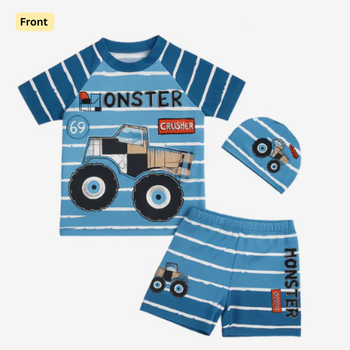 2pcs Monster Crusher Swim Squad Set with Cap