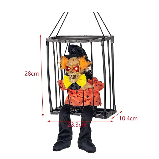 Animated Hanging Skeleton Cage – Evil Jester