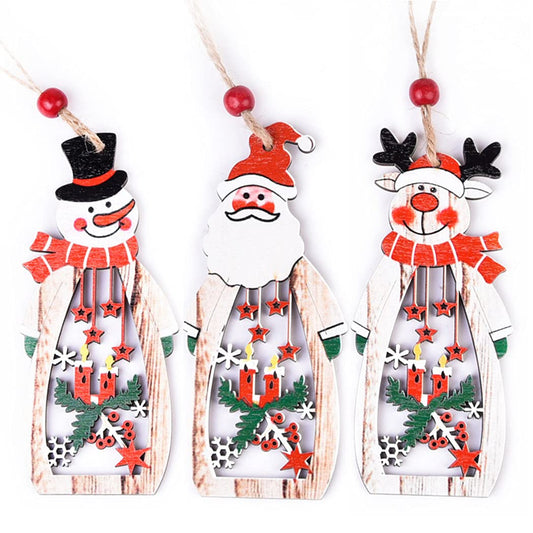 Santa / Snowman / Reindeer Hanging Wooden Charm