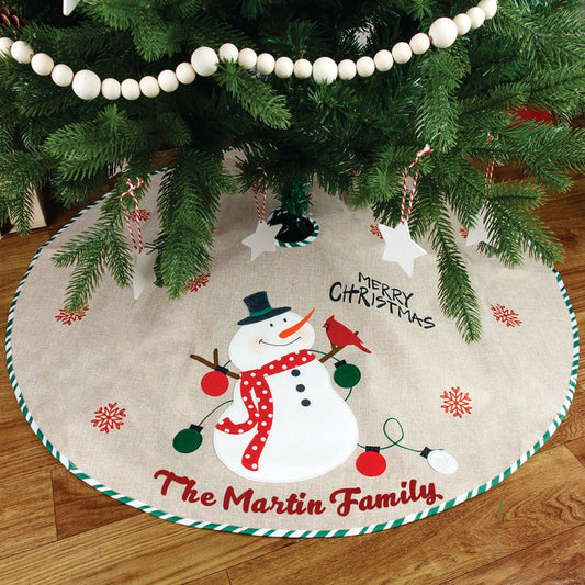 Babble Wrap 42" Tree Skirt - Snowman’s Embrace