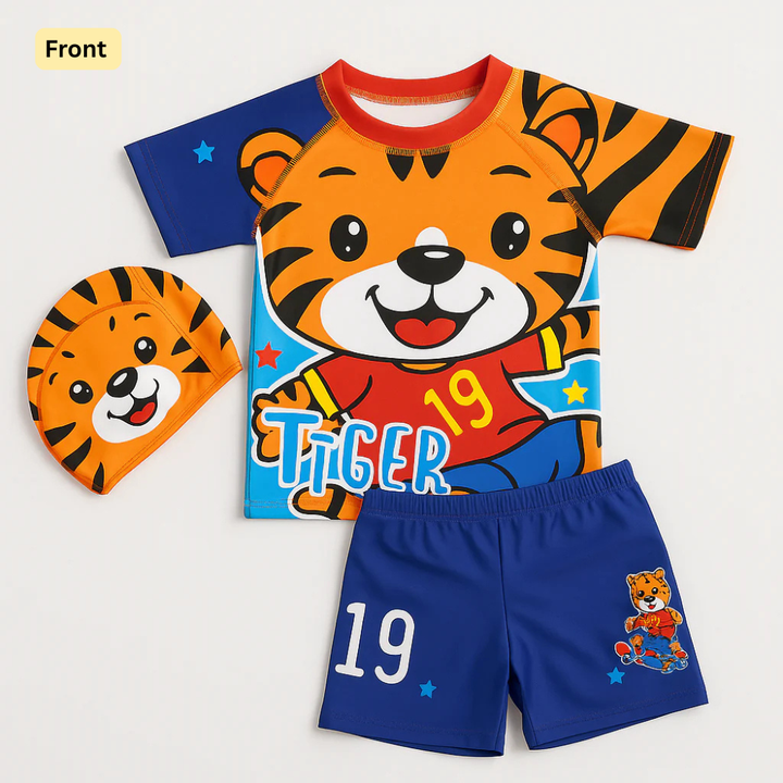 2pcs Roarin' Racer Tiger Swim Set with Cap