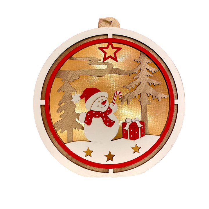 Snowman In A Field - Circular Light Décor