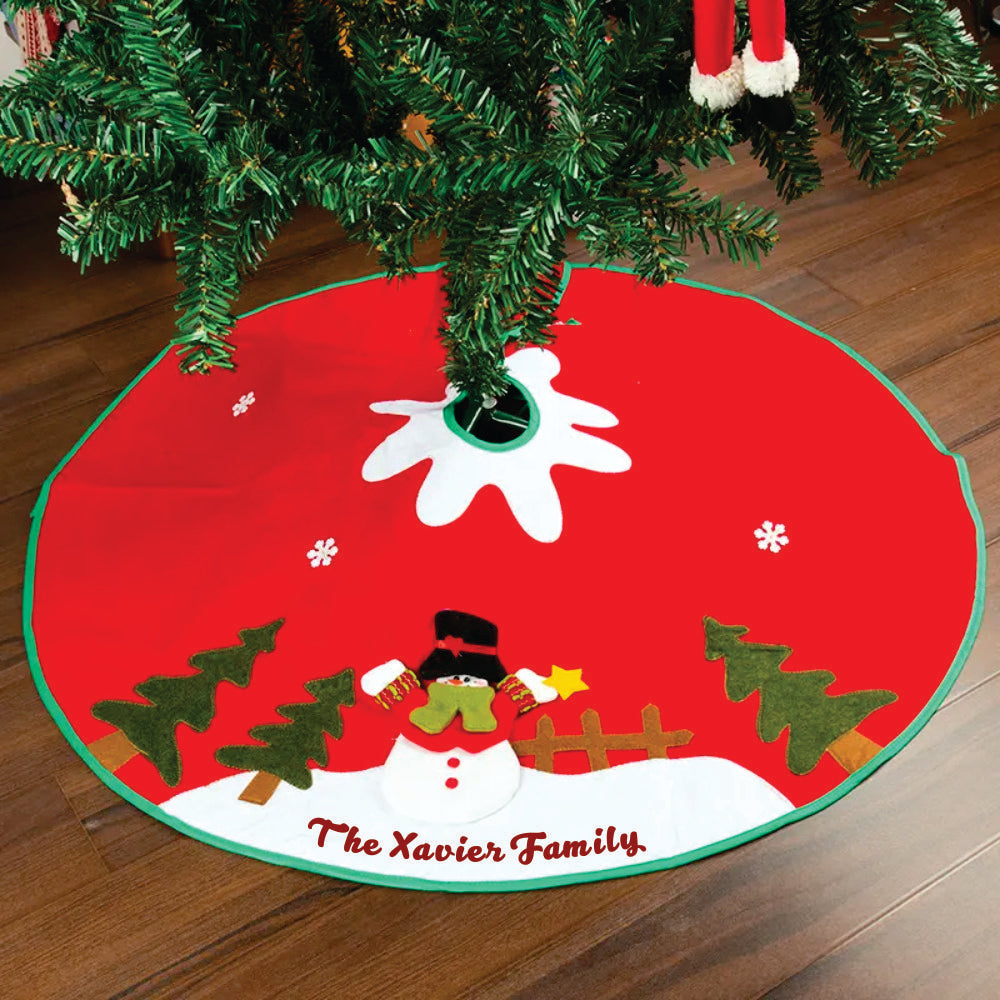 Babble Wrap 42" Tree Skirt - Snowman’s Magical Playtime