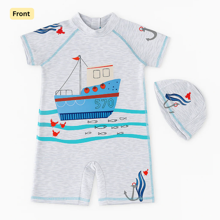 Captain Crabby’s Sea Voyage Swim Set with Cap