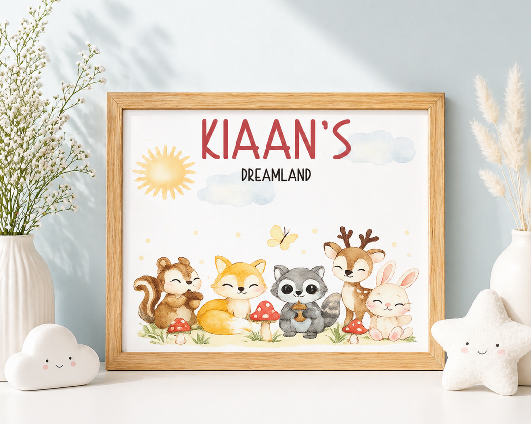 Birth Statistics Frame - Woodland Buddies