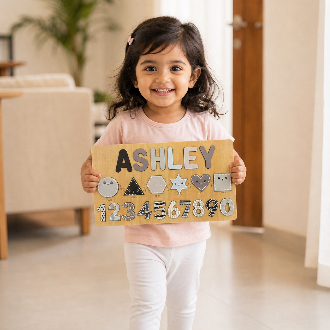 Personalised Wooden Name Puzzle- Shapes & Numbers