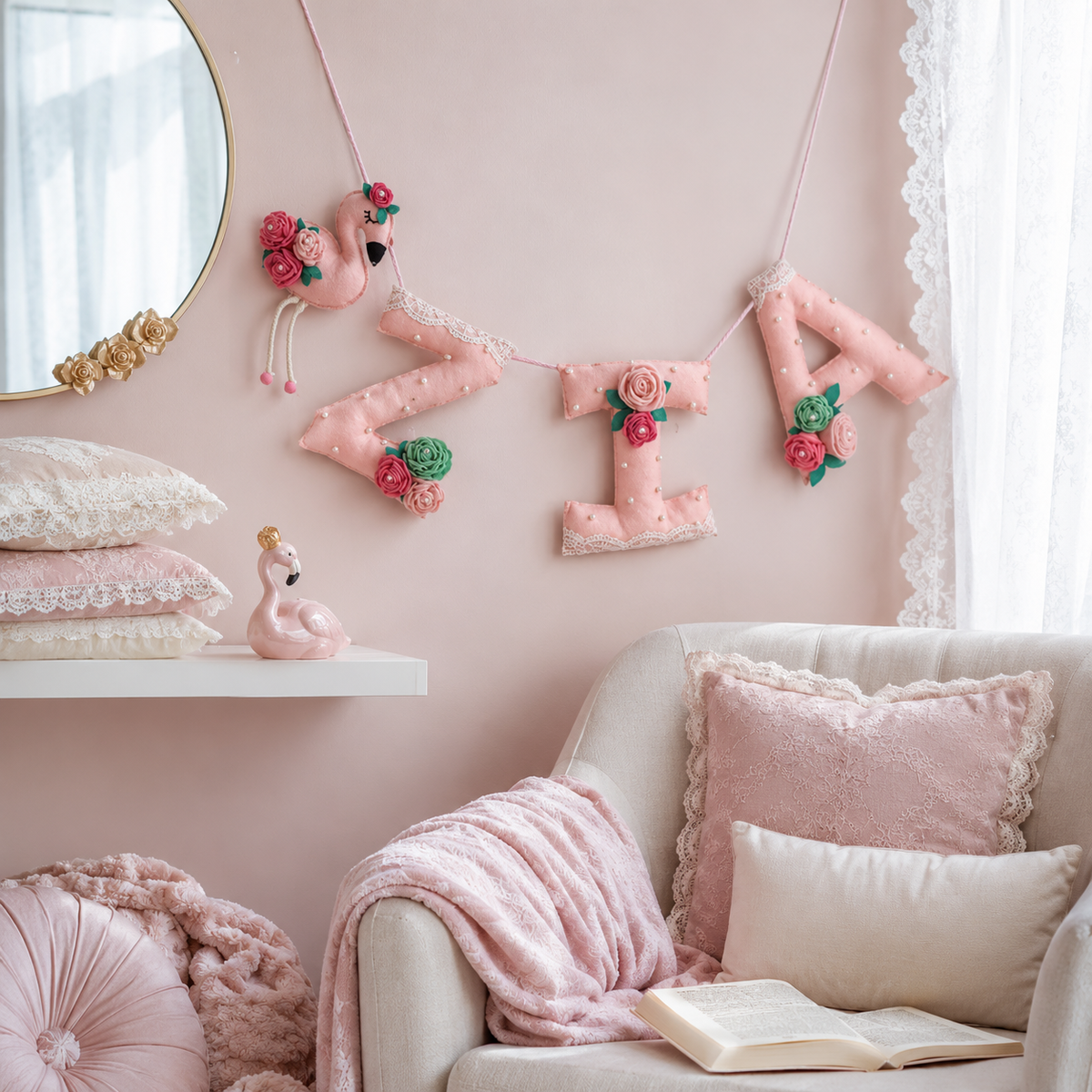 Babble Wrap FiFi the Flamingo Name Bunting/Garland