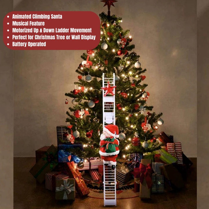 2 Ft Musical Tree Climbing Santa - Snowy Rise