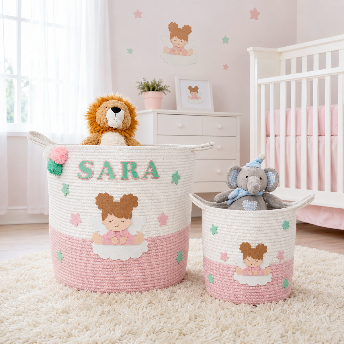 Babble Wrap Jute Cotton Storage Basket -Angel’s Cloud Haven