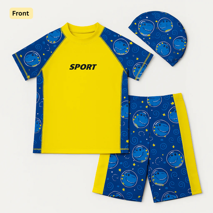 2pcs Space Dino Splash Swim Set with Cap