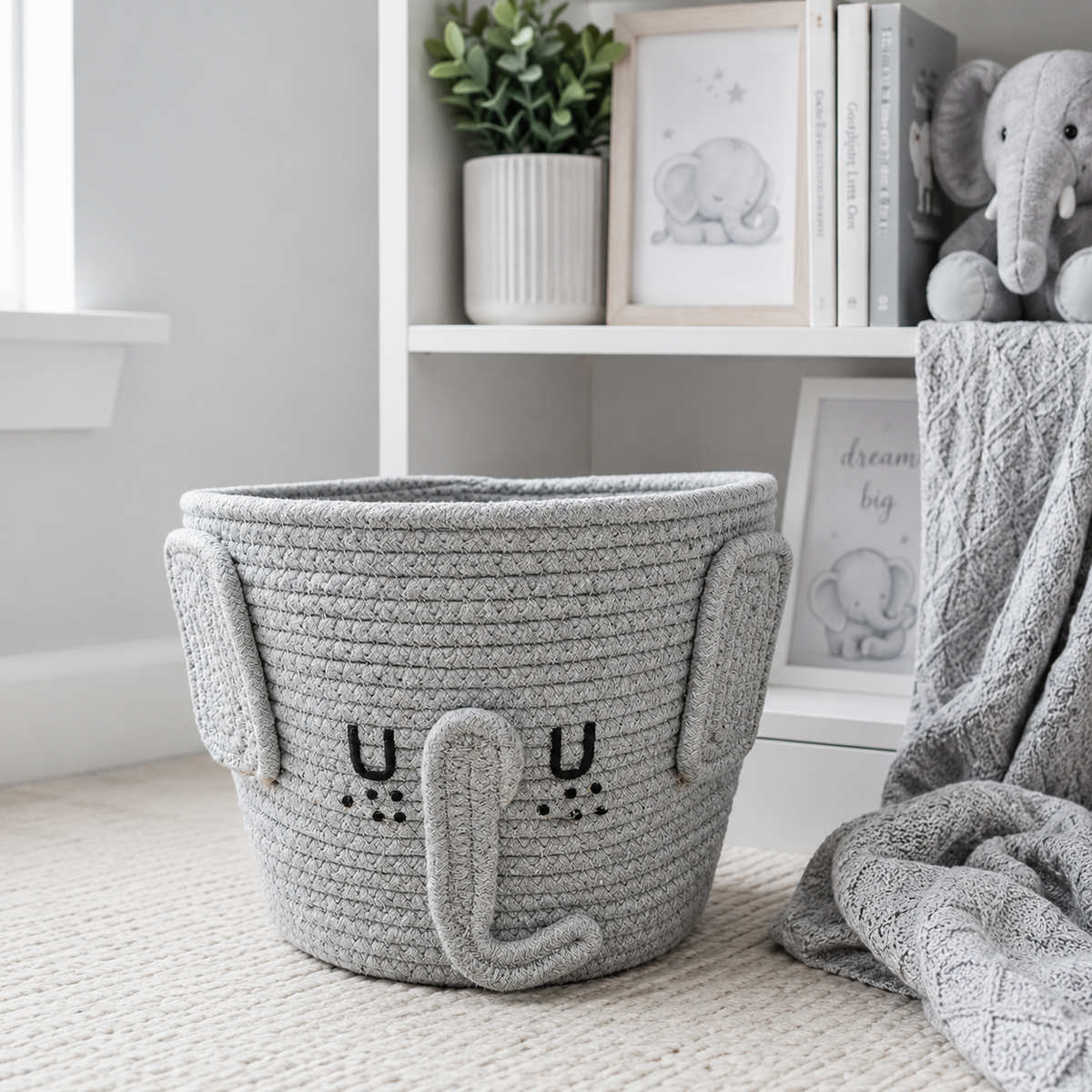 Babble Wrap Jute Cotton Storage Basket - Elephant’s Haven