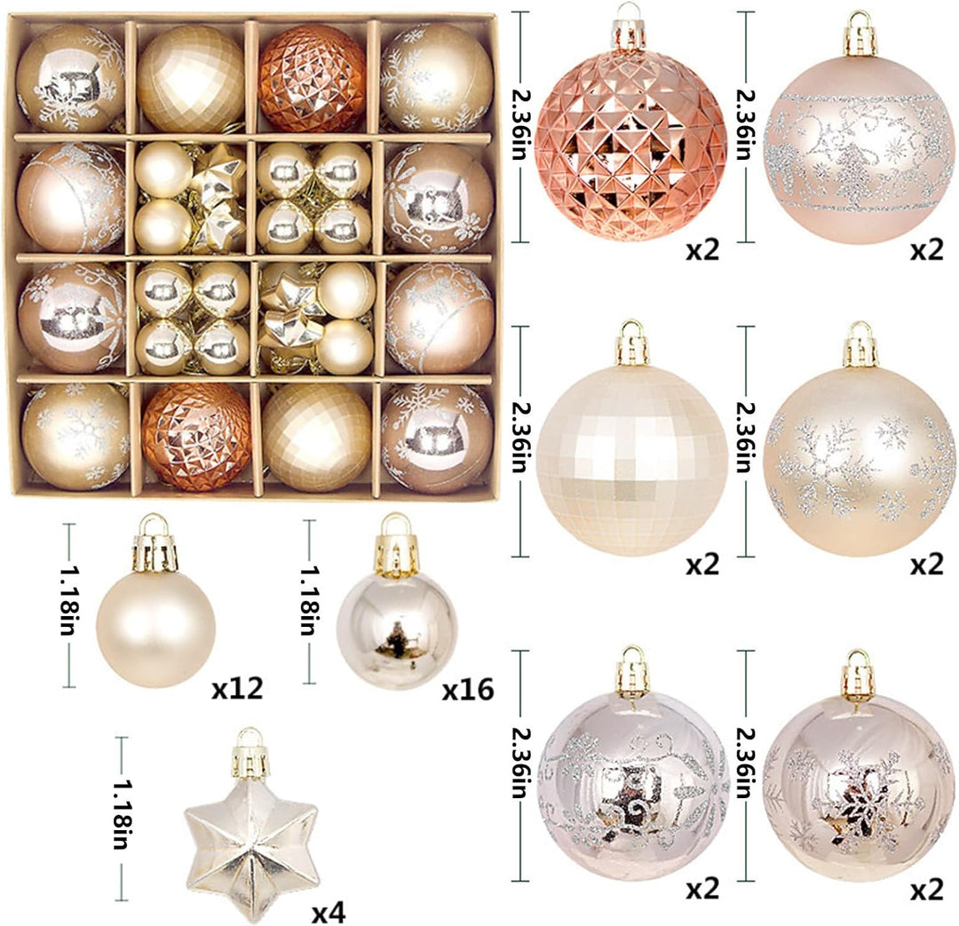 44 Pcs Champagne Rose Gold Baubles