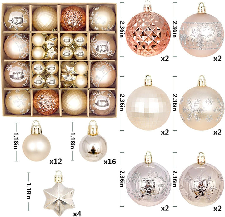 44 Pcs Champagne Rose Gold Baubles
