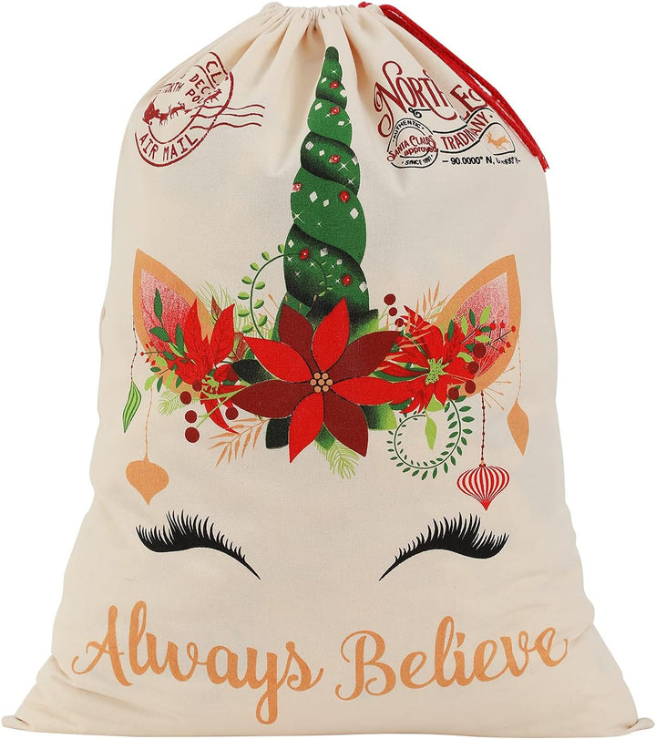 Babble Wrap Christmas Sacks- Unicorn With Flowers