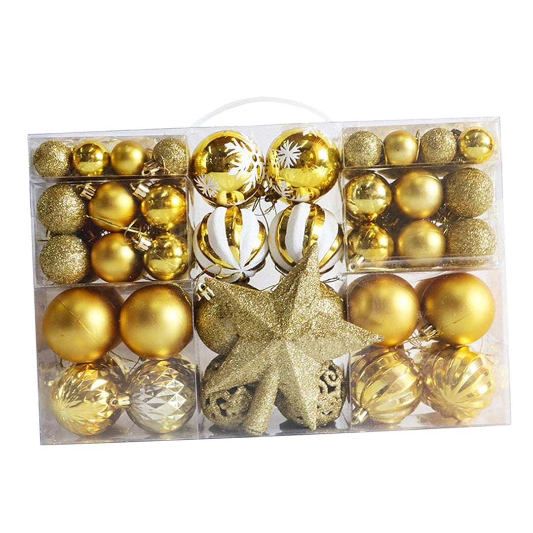 Golden Glam Baubles Set (100 Pcs + Topper)