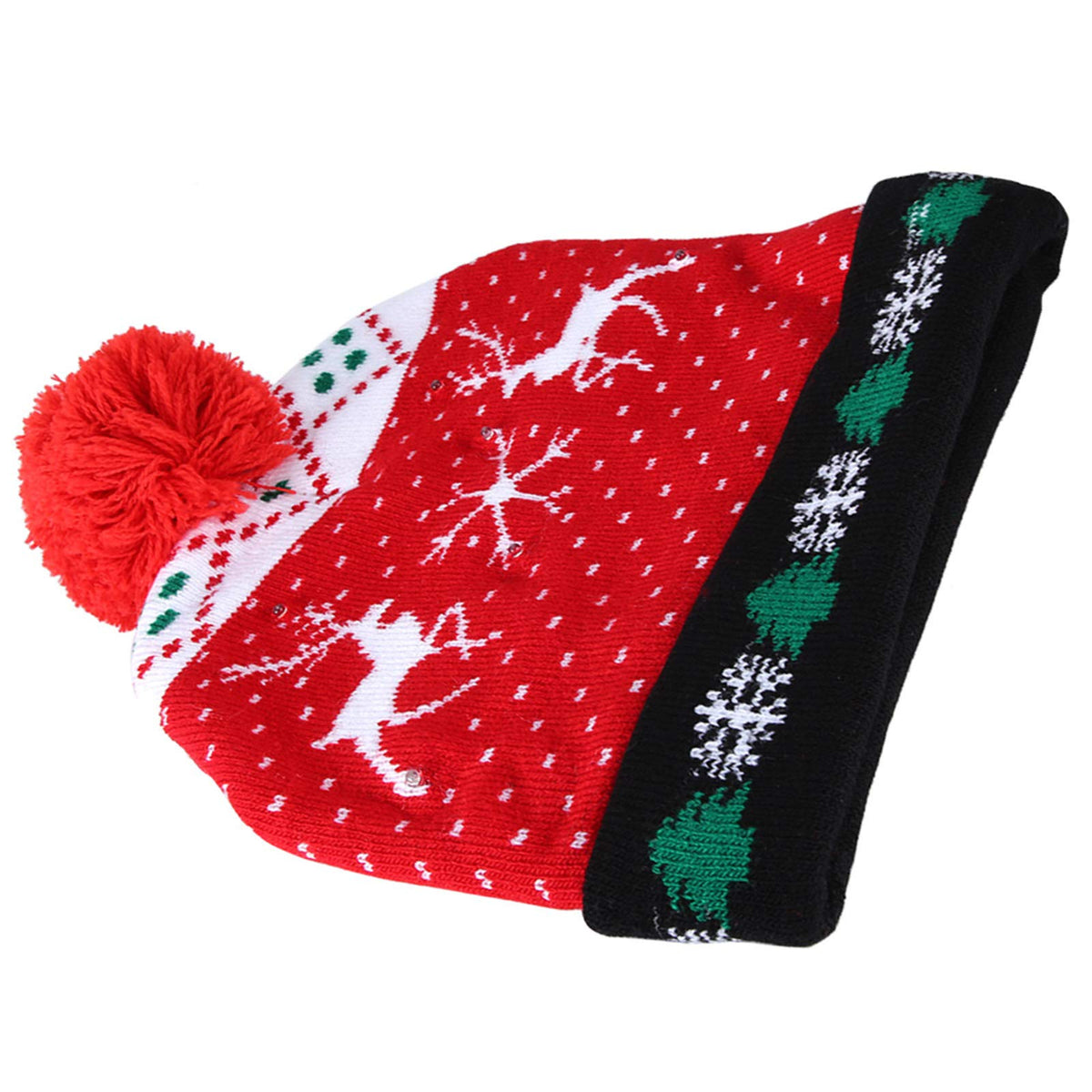 Nordic Reindeer Knit LED Beanie
