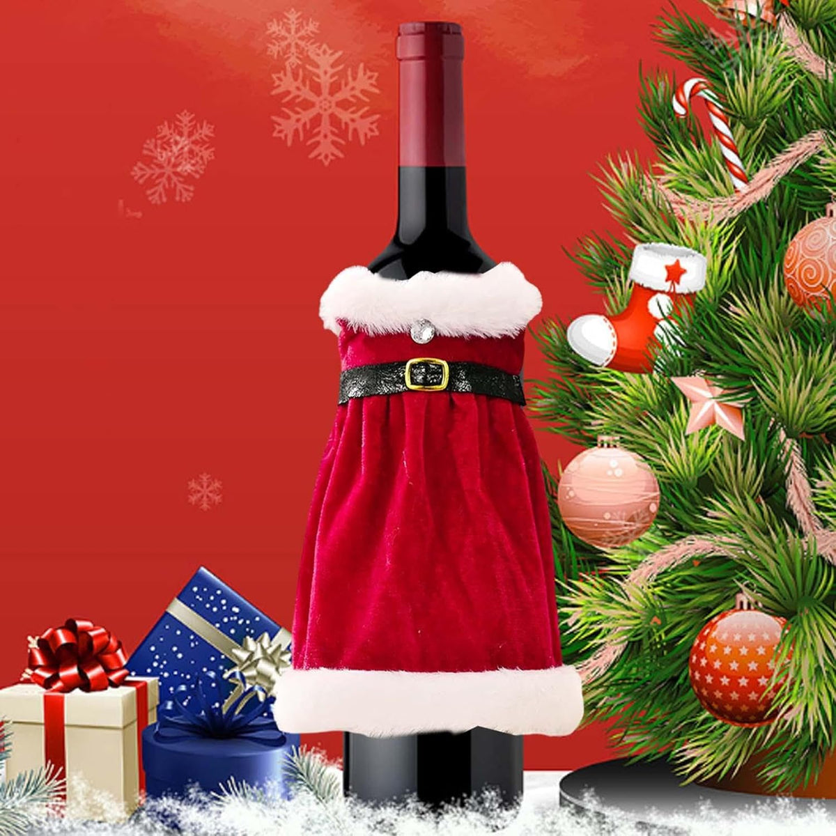 Mr & Mrs. Santa Wine Bottle Covers (Set of 2)