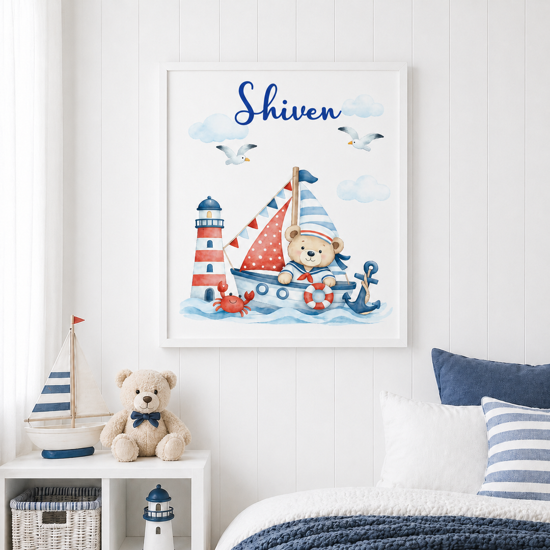 Birth Statistics Frame - Nautical Captain