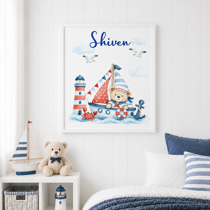 Birth Statistics Frame - Nautical Captain