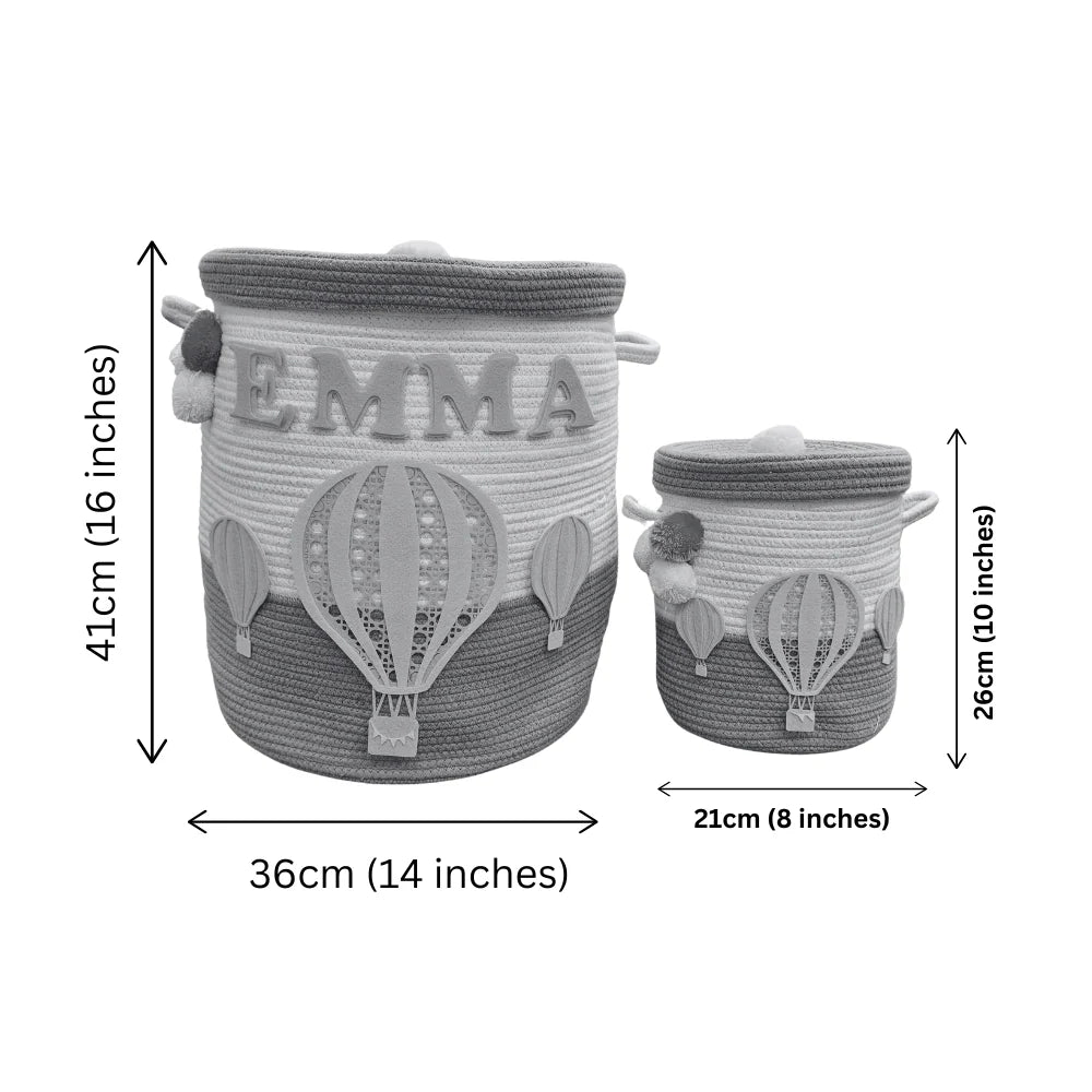 Babble Wrap Jute Cotton Storage Basket with Lid-Rainbow Unicorn Delight