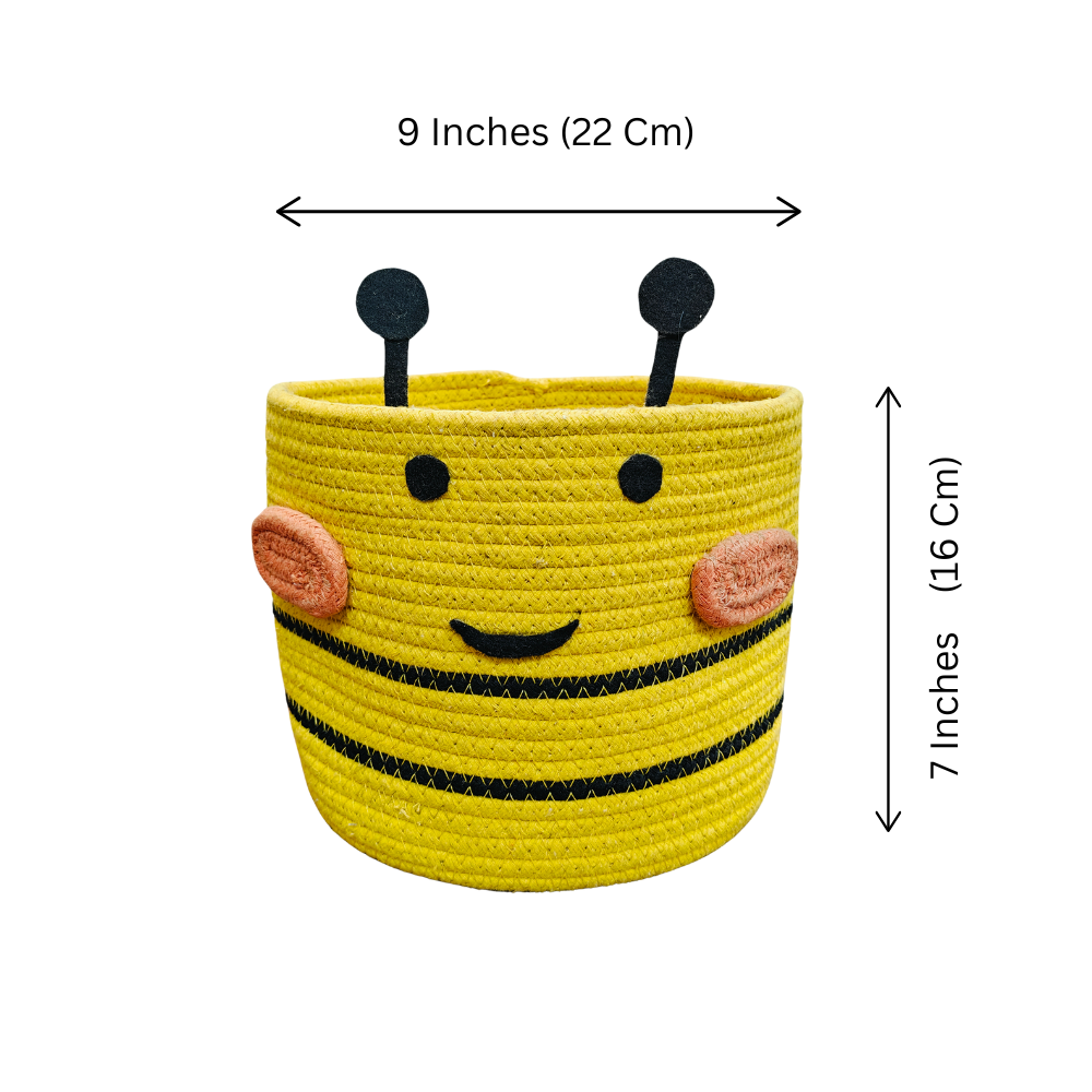 Babble Wrap Jute Cotton Storage Basket - Bee's Bliss