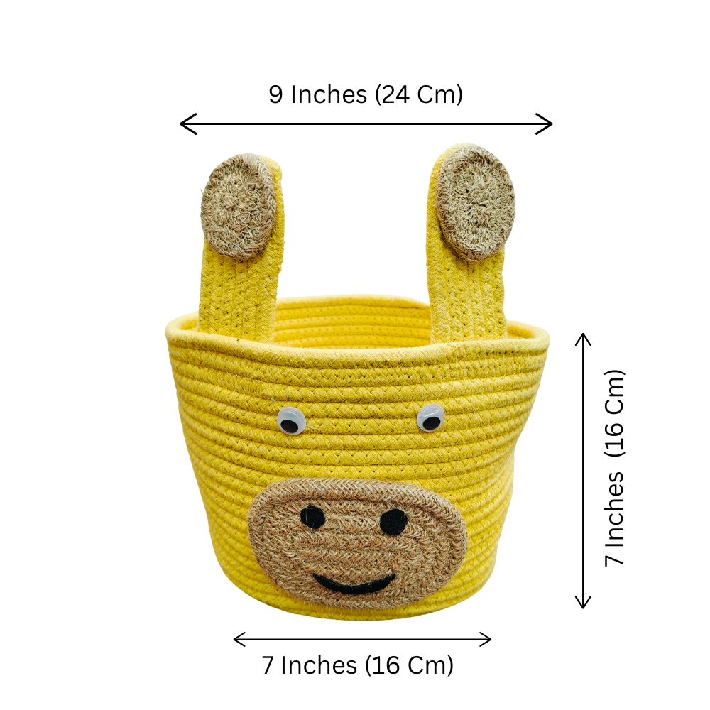 Babble Wrap Jute Cotton Storage Basket - Jolly Giraffe