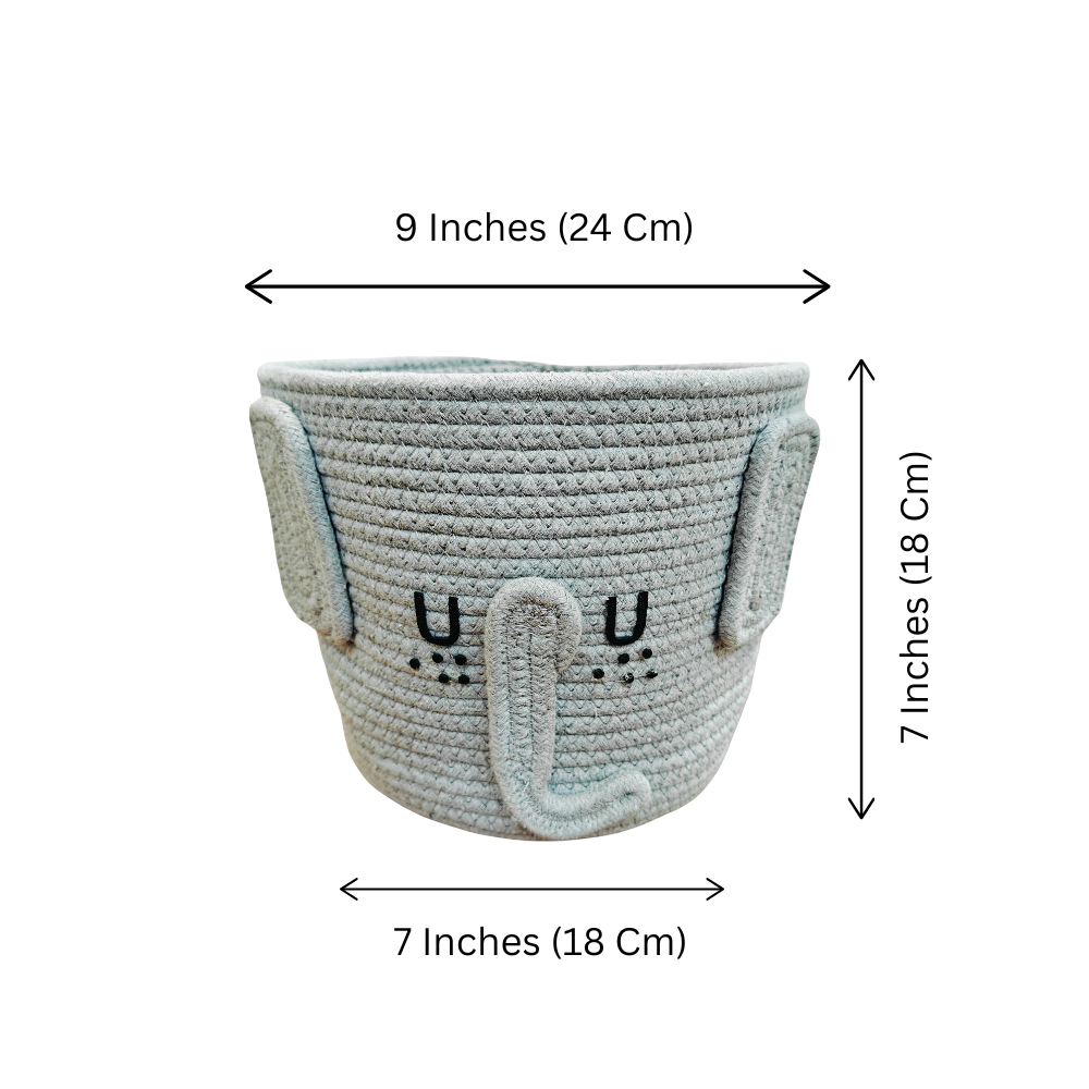 Babble Wrap Jute Cotton Storage Basket - Elephant’s Haven