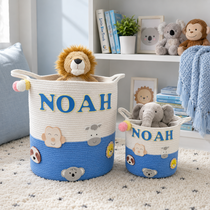Babble Wrap Jute Cotton Storage Basket - Animal Adventure