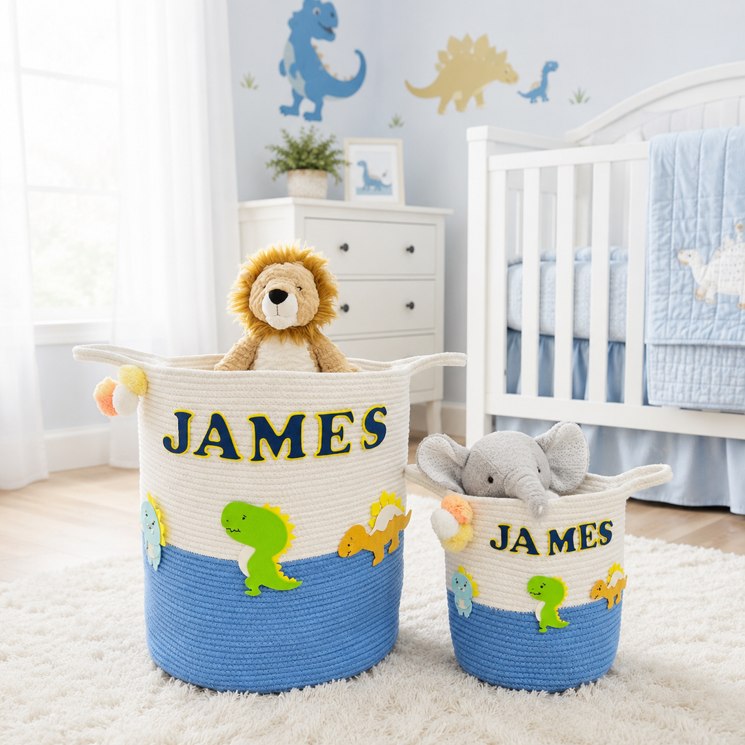 Babble Wrap Jute Cotton Storage Basket - T-Rex Treasures