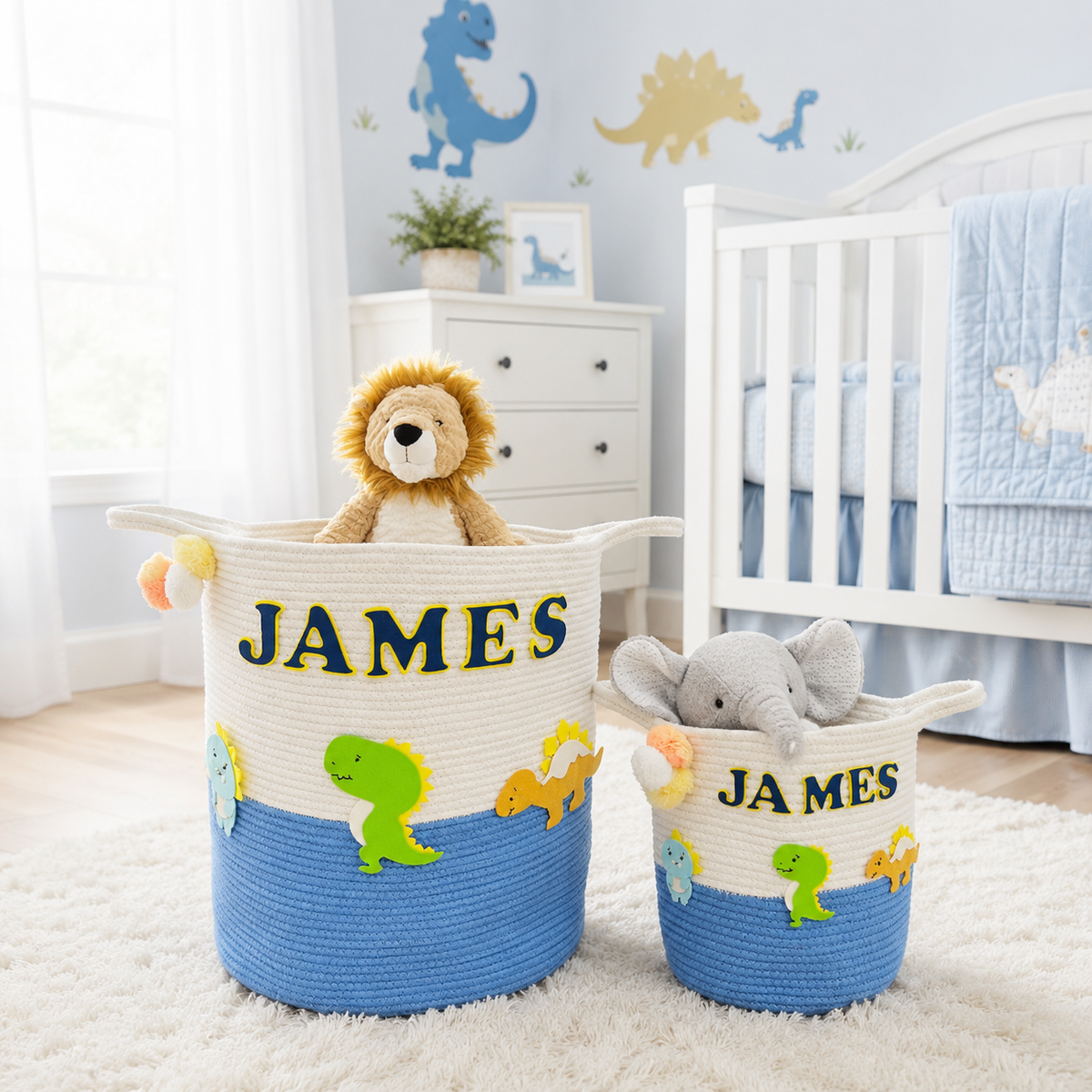 Babble Wrap Jute Cotton Storage Basket - T-Rex Treasures