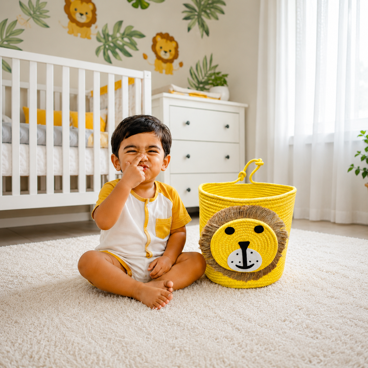 Babble Wrap Jute Cotton Storage Basket - Majestic Roar