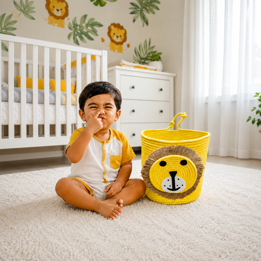 Babble Wrap Jute Cotton Storage Basket - Majestic Roar