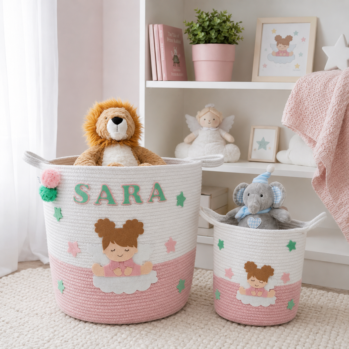 Babble Wrap Jute Cotton Storage Basket -Angel’s Cloud Haven