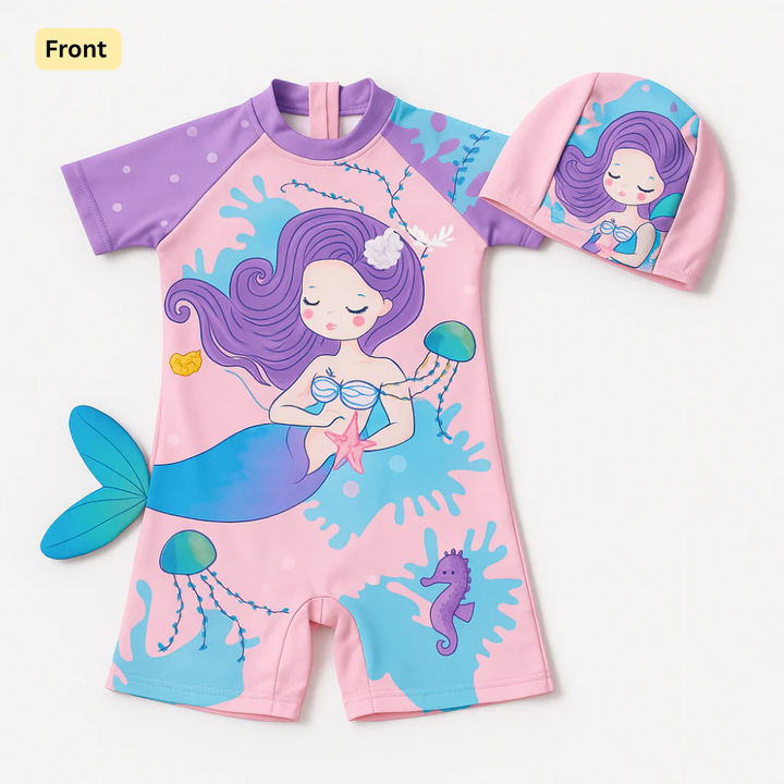 Dreamy Mermaid Swimsuit Set with Cap
