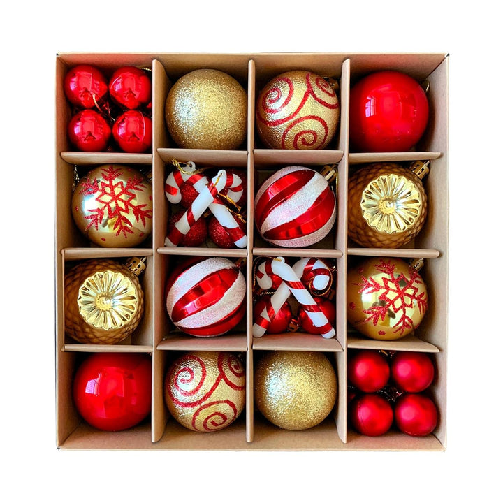 44 Pcs Red & Gold Baubles