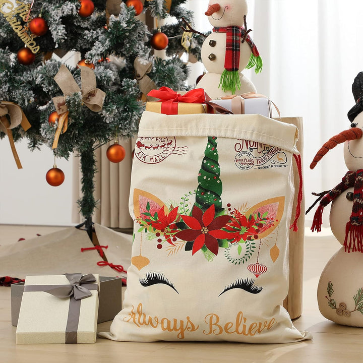 Babble Wrap Christmas Sacks- Unicorn With Flowers