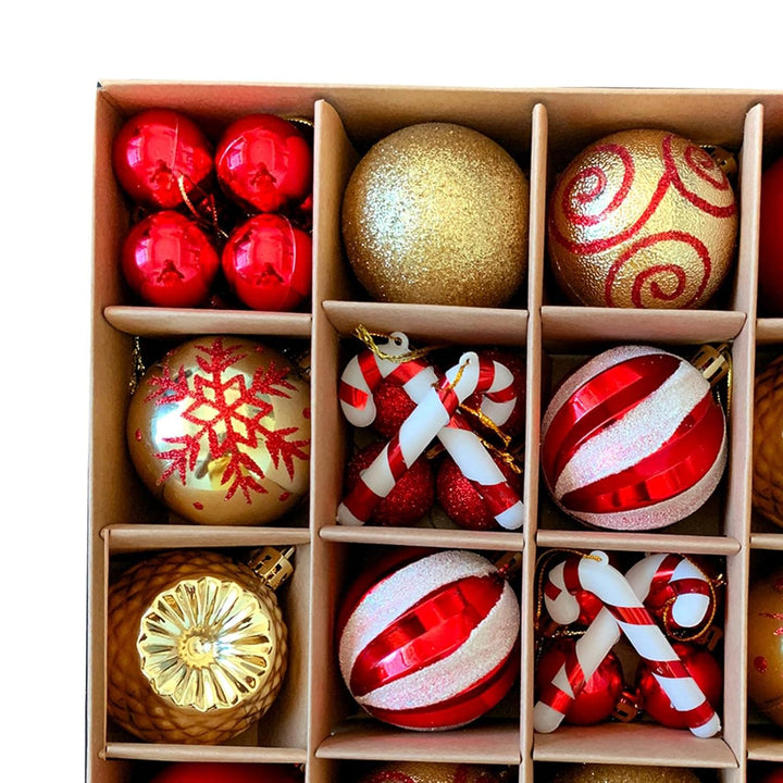 44 Pcs Red & Gold Baubles