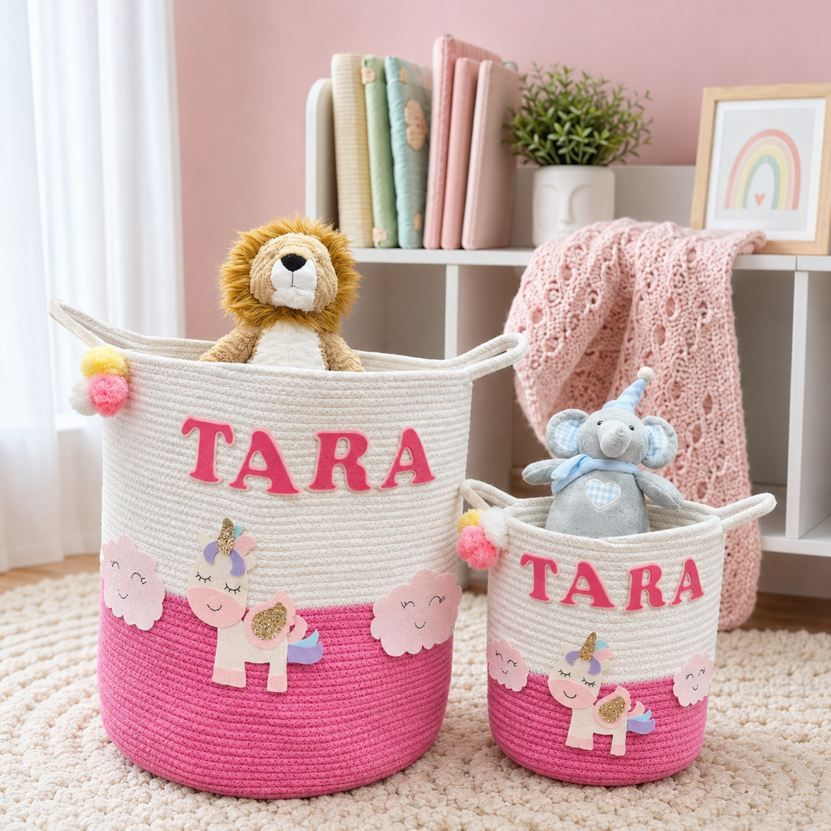 Babble Wrap Jute Cotton Storage Basket - Magical Unicorn