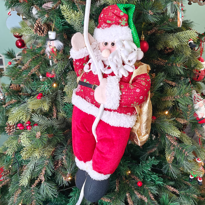 Festive Green Hat Santa on a Tree